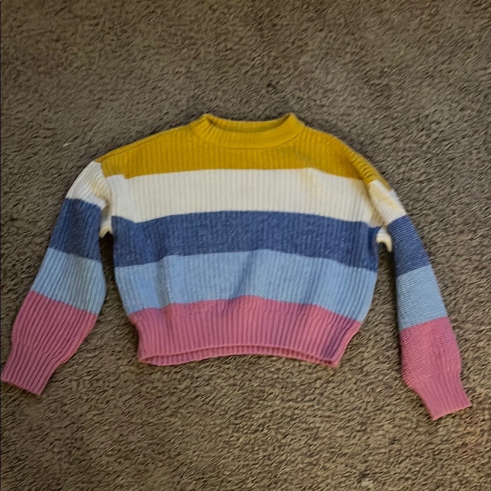 Old Navy Yellow and Blue Crew Neck Sweater